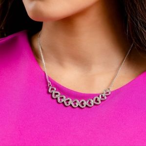 Multi Heart Necklace w/White Rhinestones